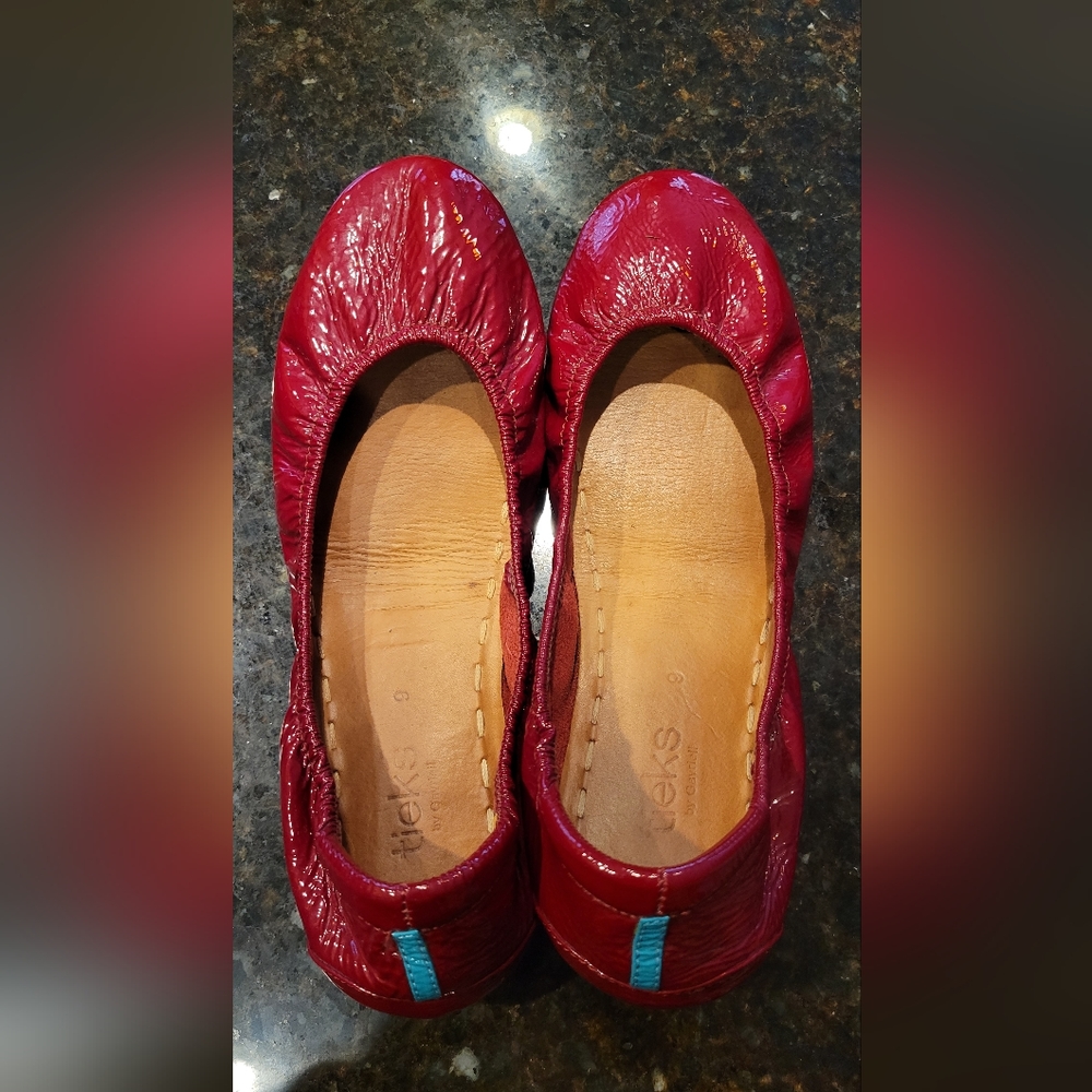 Tieks Ruby Red Patent Flats size 9